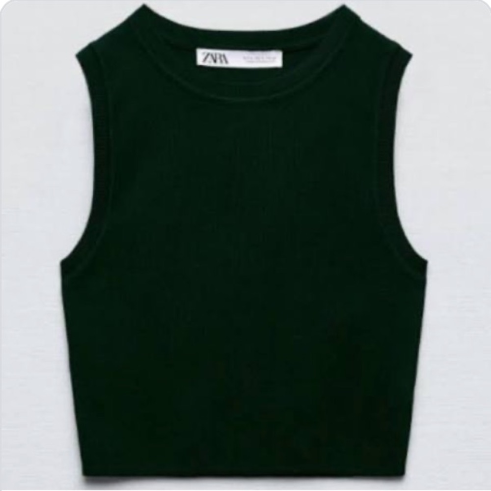 Zara forest green knit tank